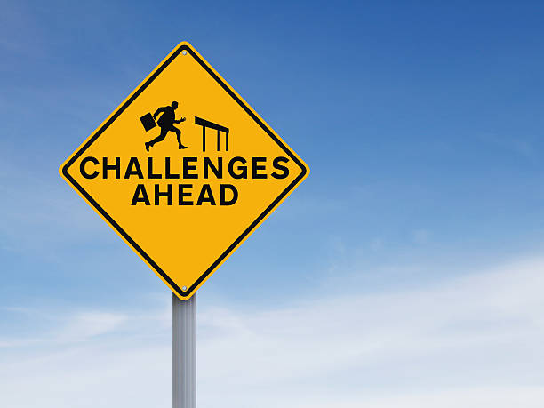 Yellow road sign with "Challenges Ahead" text, symbolizing hurdles in starting a small business.